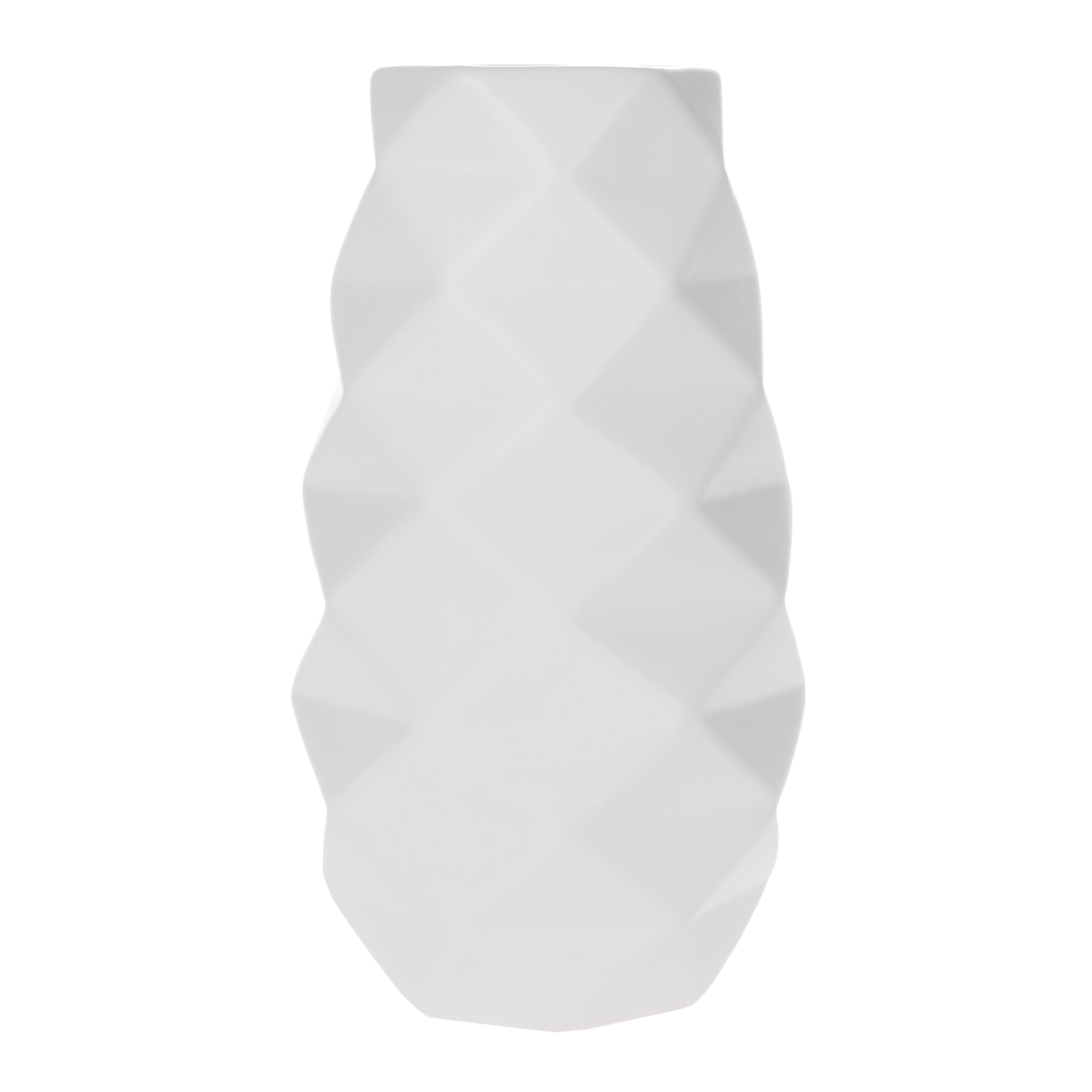 Mainstays 11.14" Tall White Geometric Ceramic Vase