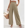 thumbnail image 4 of Avamo Pants For Womens Wide Leg Lounge Pants with Pockets Lightweight High Waist Loose Trousers Baggy Pants Loungewear Khaki M, 4 of 7