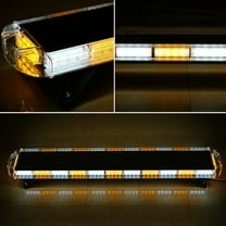 16 Modes LED Light Bar Amber White Emergency Beacon Warn Tow Truck Response Strobe Silver