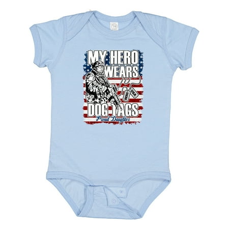 

Inktastic Military Proud Daughter Hero Wears Dog Tags Girls Gift Baby Girl Bodysuit