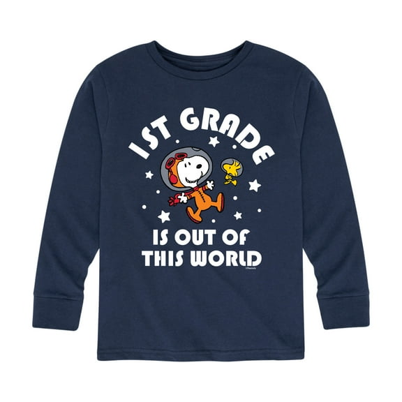 Peanuts - 1st Grade is Out of This World - Toddler And Youth Long Sleeve Graphic T-Shirt
