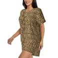 thumbnail image 2 of Naloa Leopard Print Brown Women's Short-Sleeved Pajama Set, Loungewear, Summer pajamas, Breathable Cozy - 3X-Large, 2 of 9