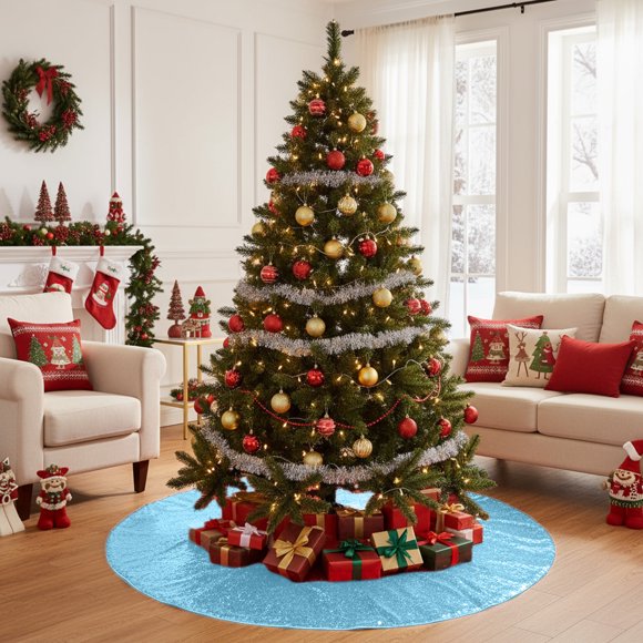 Herunwer Christmas Tree Skirt, Christmas Trees Skirt, Large Sparkle Xmas Tree Stand Base Used for Christmas Holiday Indoor Home Decoration