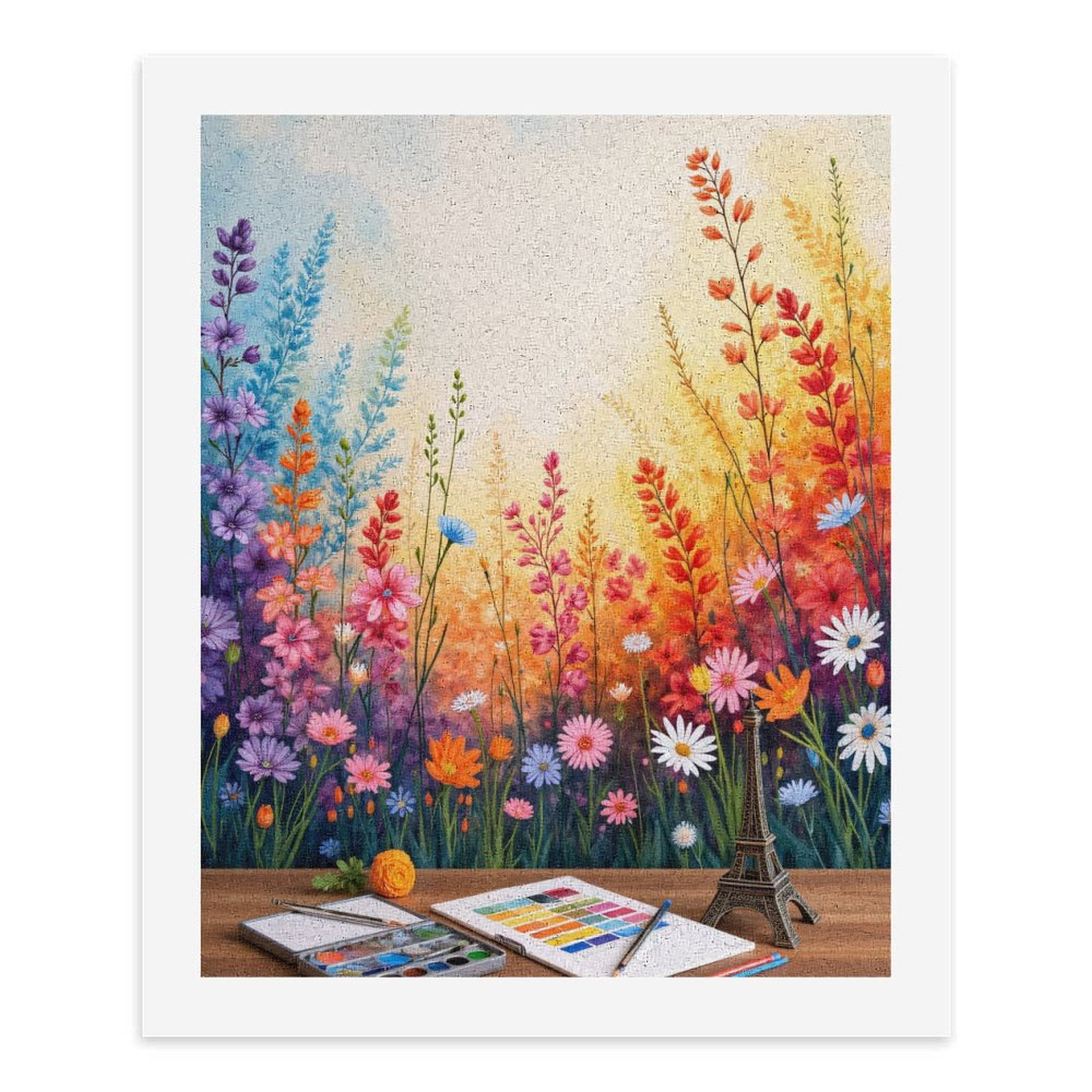 Paint By Numbers Kit for Adults Beginner - Floral Art Watercolors Wooden Desk DIY Canvas Painting Kits for Adults, Frameless Paint By Number for Adults for Home Wall Decor 16x20 Inch