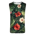 thumbnail image 3 of Zylanna Men's Sleeveless Muscle Shirt, Quick-Dry Moisture-Wicking Crew Neck Hawaii Print Gym wear Tank Tops for Sport Green, 3 of 4