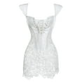 thumbnail image 1 of Miss Moly Gothic Burlesque Corset Dress Lace Skirt Faux Leather Bustier Zipper White, 1 of 4