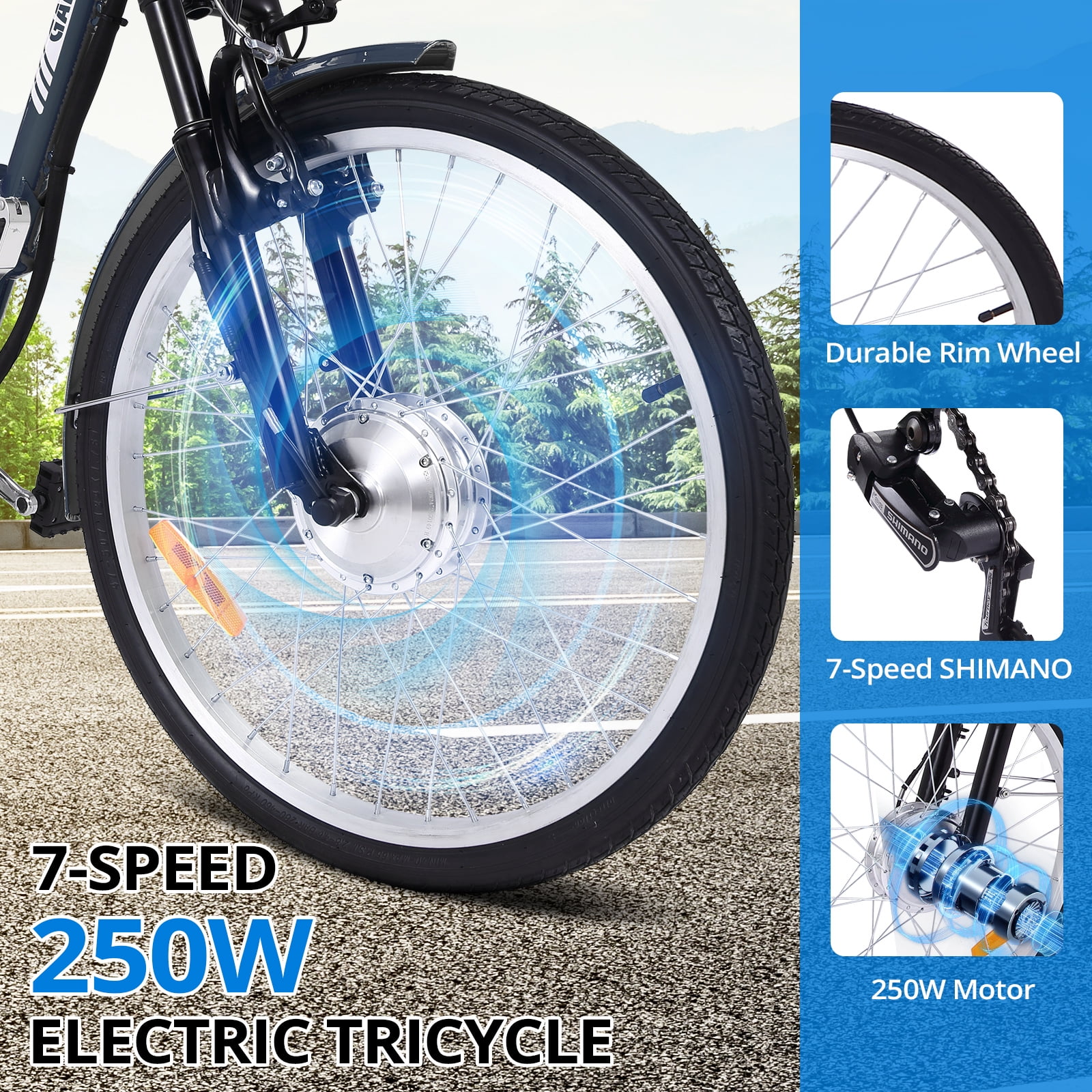 2025 New Electric Trike, Ebike Trike with Basket, Folding Tricycle, 250W Brushless Motor, LCD Display, 36V Removable Battery, 3 Wheel Electric Bicycle for Men Women Senior, Adults Tricycle