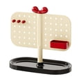 thumbnail image 2 of Desk Jewelry Organizer, Pegboard Display Stand for Earrings, Necklaces, Rings, Storage Box for Small Accessories, Compact ABS Material with Red Bow for Vanity Table and Desk Organization, 2 of 7
