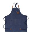 thumbnail image 1 of Delantal de carpintería de lona gruesa, impermeable, para jardinería, cafetería, color azul claro, 1 of 12