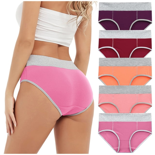 WZXFASHION Women Solid Color Patchwork Briefs Panties Underwear Knickers Bikini Underpants Intimates Multicolor XXL