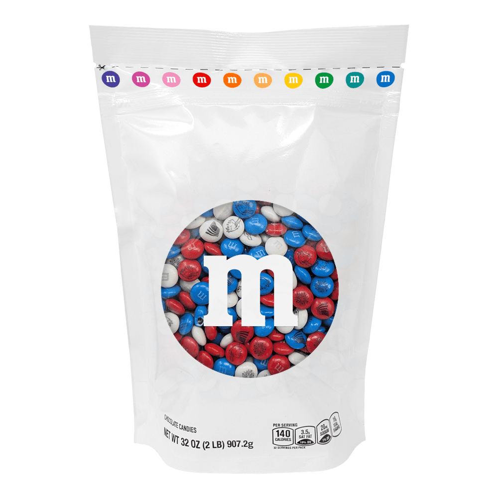 M&M'S USA Patriotic Red, White & Blue Milk Chocolate Candy, 2 lb Resealable Bulk Bag
