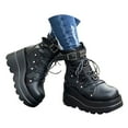 thumbnail image 1 of Leozcaa Womens Goth Platform Boots Chunky High Heel Booties Round Toe Combat Ankle Boots Motorcycle Shoes, 1 of 9