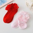thumbnail image 4 of Ruffle Ankle Socks Kids Cotton Double Lace Turn Cuff Sock for Girls Cute Frilly Dress Socks for 1-16 Years Little Girls Socks Size 4-6 Years, 4 of 4