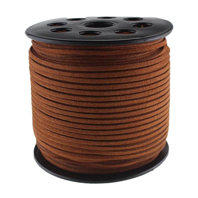 Bewildely Cuerda de gamuza de 3mm y 100 yardas, suministro de joyería Juguetes de construcción Marrón rojizo 3 mm 100 yardas