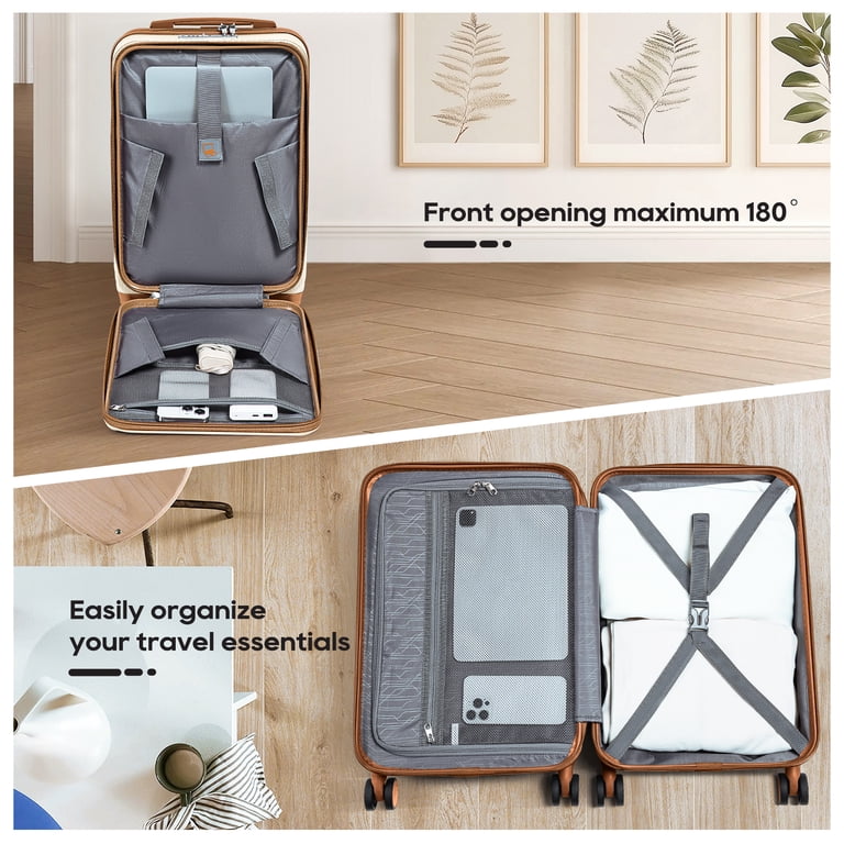 Joyway 3-Piece Front Opening Cover Carry-on Luggage Side Hooks TSA