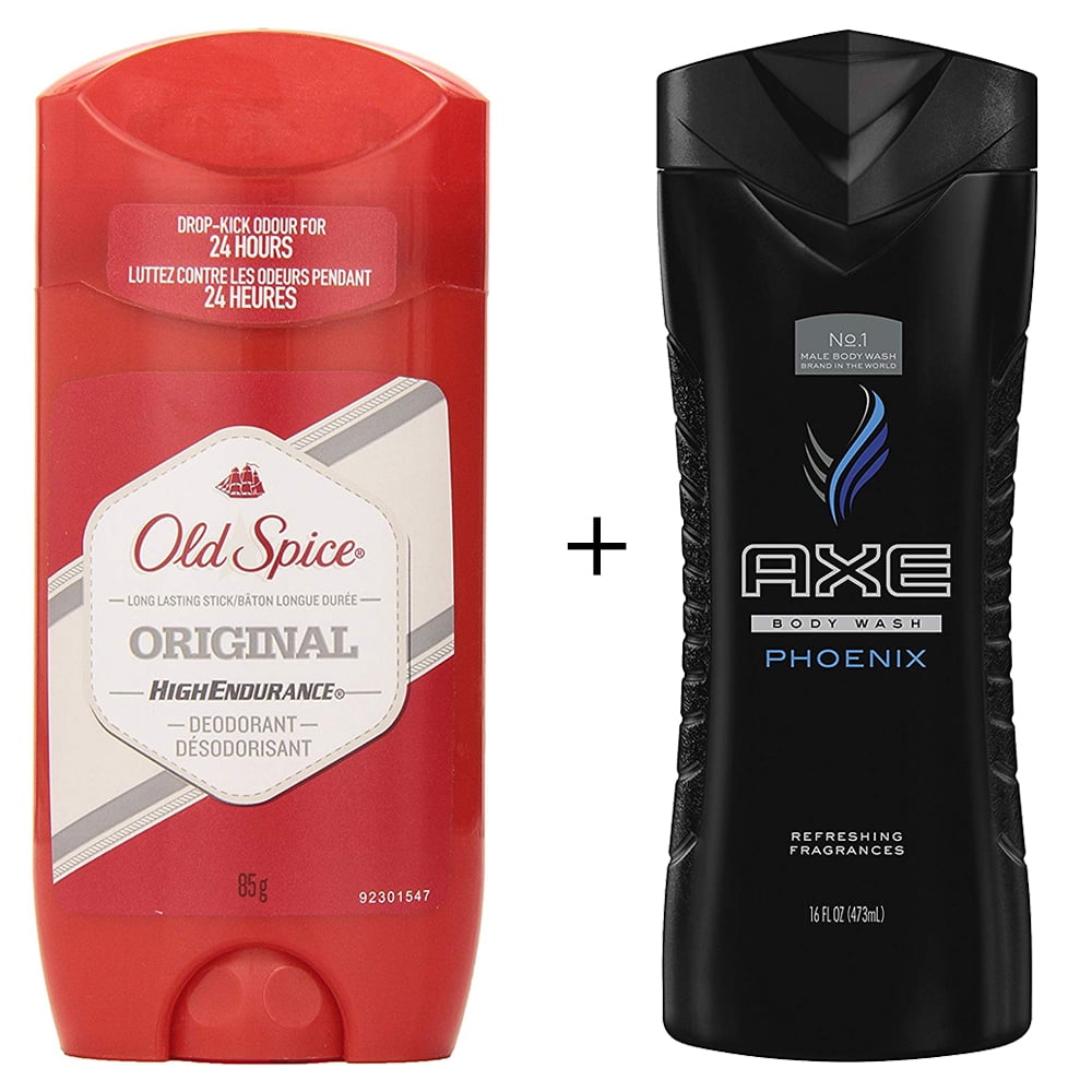 High Endurance Deodorant Original - 85 g by Old Spice & Body Wash for Men, Phoenix 16 oz by AXE Walmart Canada
