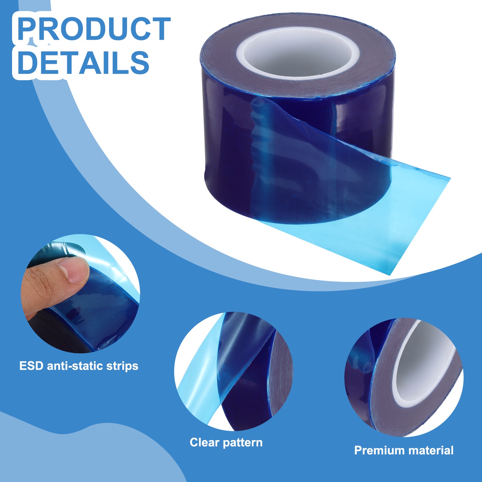 Removable Protective Film Tape, 4 x 656 ft PE Surface Scratch Film Tape Blue