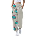thumbnail image 2 of Gibobby pantalones nieve mujer Pantalones deportivos holgados con cordón y estampado digital Love Cake para mujer (Beige, L), 2 of 4