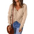 thumbnail image 1 of Asyoly Women Sexy Cross Wrap Sweaters V Neck Long Sleeve Solid Color Asymmetric Hem Backless Knitted Pullover Elegant Jumper Tops, 1 of 6