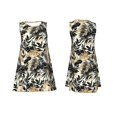 thumbnail image 3 of Bixox Black Palm Leaves Print Women's Sleeveless A-Line Dress with Pockets, Casual Knee-Length Tank Dress for Summer-3X-Large, 3 of 7