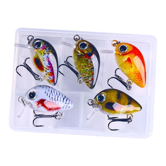 5 uds Mini Crank señuelos de pesca Cola D cebo duro Artificial