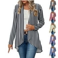 thumbnail image 2 of ShiShine Women’s 2025 Fall Fashion Stripe Cardigan Lightweight Soft Cardigan Long Sleeve Open Front Coat, 2 of 7