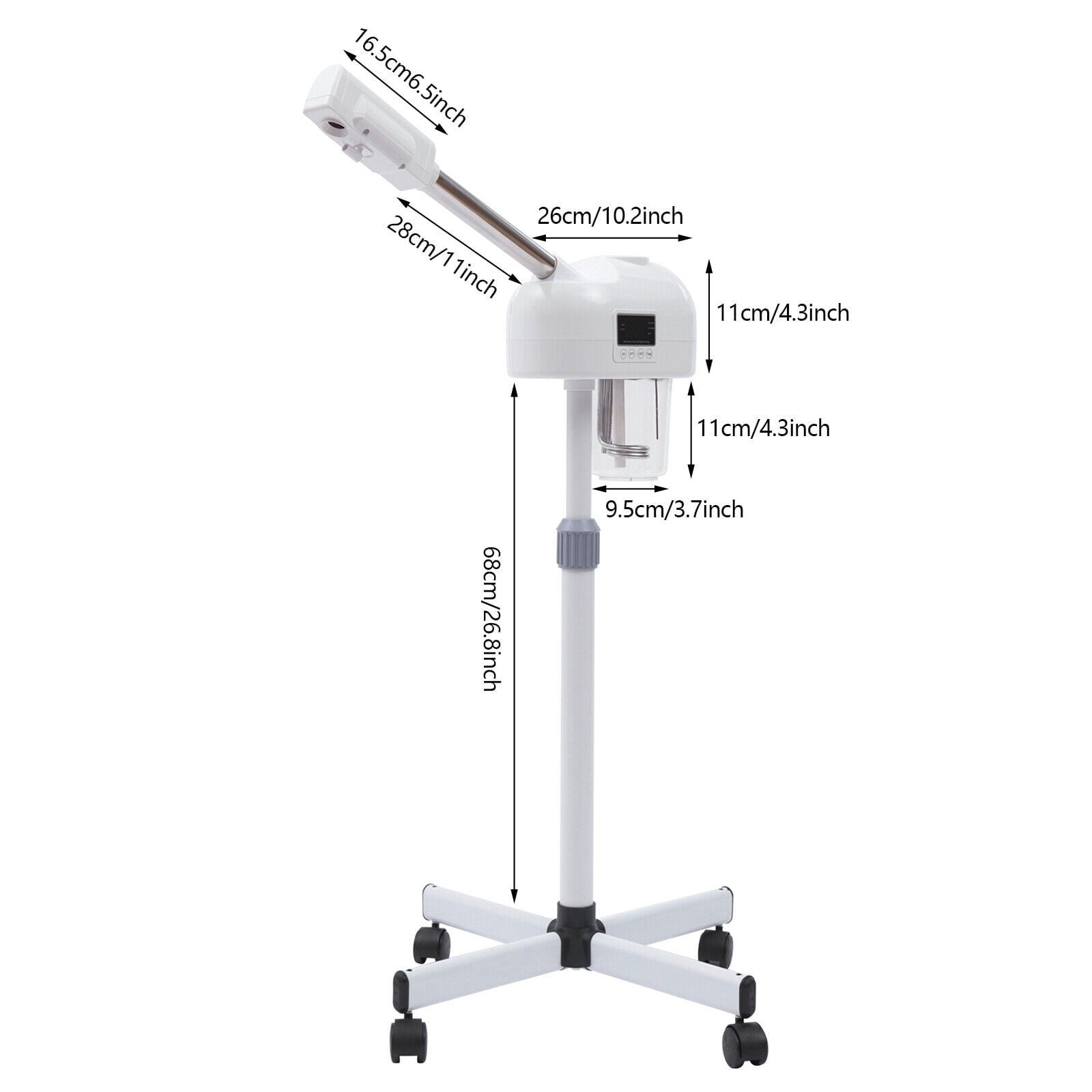 Miumaeov Professional Facial Steamer with Hot Mist Function with 360 Rotating Nozzle and Adjustable Height LCD Rolling Facial Steamer for Beauty Salon or Home