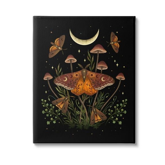 Stupell Industries Astral Moth & Moon Animals & Insects Painting Gallery Wrapped Canvas Art Print Wall Art, 16 x 20