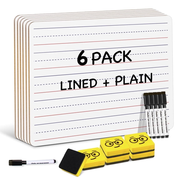 Ohuhu Lot de 6 Petits Panneaux Blancs, Panneaux Effaçables à Sec Double Face, Doublés et Unis, 9 x 12 Pouces Mini Blanc