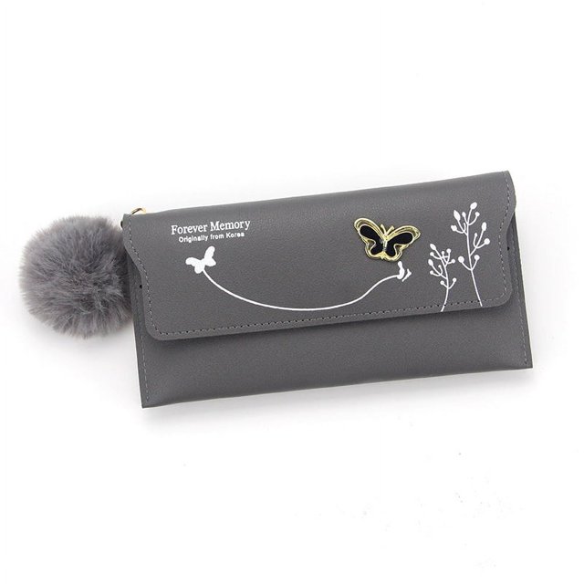 Cartera larga para mujer, bolso de mano de color liso, bolso largo para mujer, tarjetero, monedero