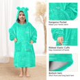 thumbnail image 4 of Green Abstract Geometric ﻿Wearable Blankets Hoodie Oversize Sherpa Wearable Soft Blanket Warm Cozy 3-14 Age, 4 of 7
