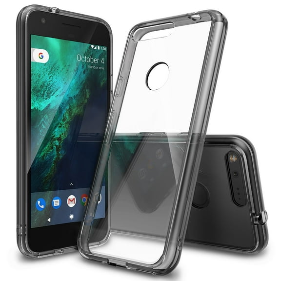 Ringke Fusion Case Compatible with Google Pixel, Transparent PC Back TPU Bumper Drop Protection Phone Cover - Smoke Black