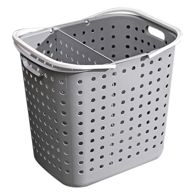 Cesto para la colada, cesto grande de plástico portátil para ropa, cubo para lavar con divisor