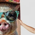 thumbnail image 3 of Patifu Pig in Hat and Sunglasses Chic Modern Bathroom Decor Shower Curtain with Hooks 69"x72, 3 of 7