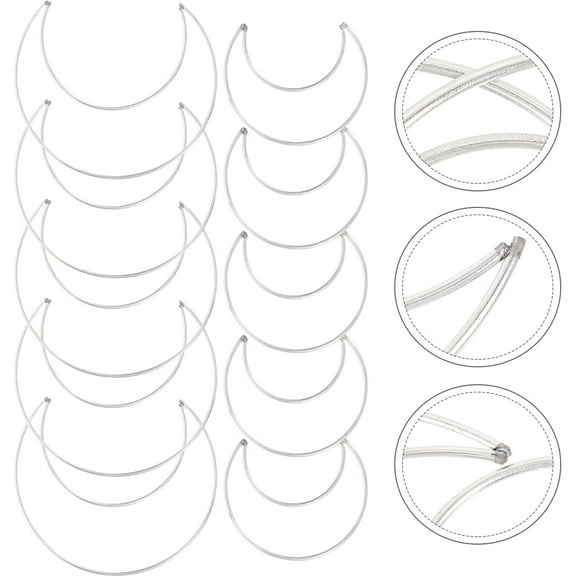 Worgeous Handmade Moon Shaped Dream Catcher Ring Silver Metal 10Pcs Wreath