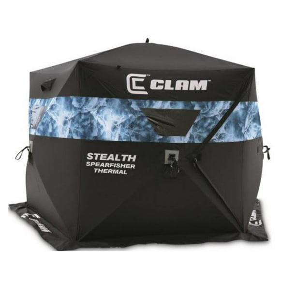 CLAM 10947 Stealth Spearfisher Thermal 9 Foot Pop Up Ice Fishing Shelter 