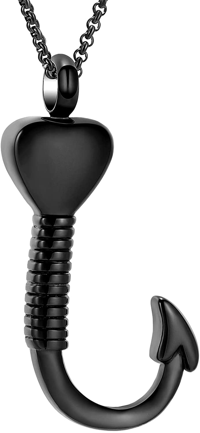 Cremation Urn Necklace for Ashes Fish Hook Urn Necklace for Ash Fishing