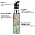 thumbnail image 3 of Bear with Hiking Bags Trees Sports Bottle with Straw Stainless Steel Water Jug Portable Thermal Cup Leak-proof 1000ML, 3 of 9