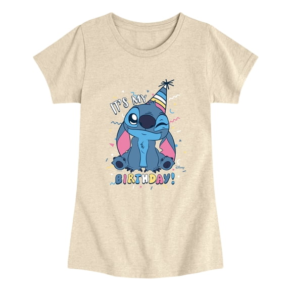 Lilo & Stitch - My Birthday Stitch Fitted Short Sleeve Graphic T-Shirt