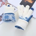 thumbnail image 5 of Dyfzdhu Women Touch Screen Gloves Warm Stretch Knitted Winter Warm Christmas Snowflakes Printing Golves Outdoor Blue, 5 of 5
