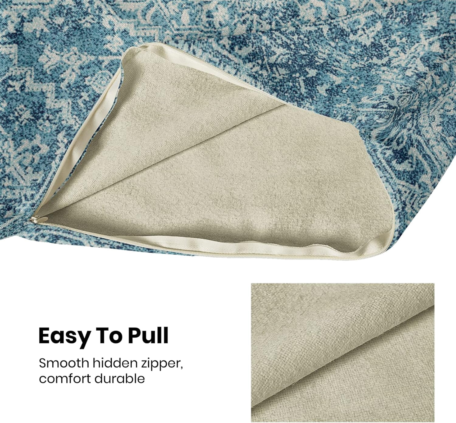 Boho Pillow Covers Set of 2 16x16 Inch Teal Carpet Pattern Decorative Throw Pillows with Linen Ethnic Design for Farmhouse Sofa Couch Outdoor Decor Add a Splash of Color