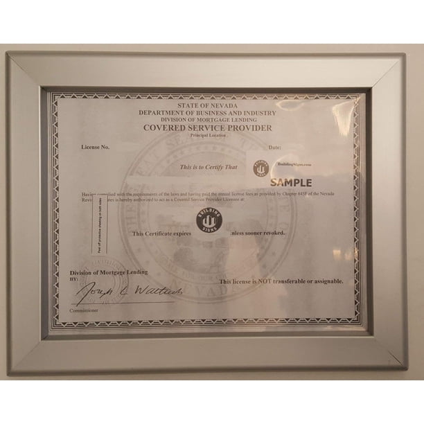Business License Certificate Frame NV 8.5x11 ( Heavy Duty ) - Walmart.com