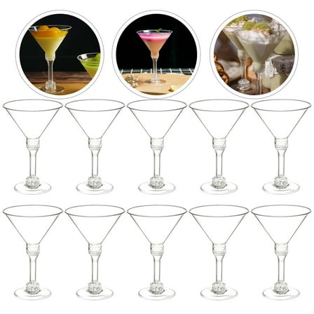 SEWOART Clear Plastic Goblets for Cocktails and Wine Home Parties 10Pcs