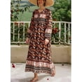 thumbnail image 6 of Vintage Chic Women Lace-up Tassel Ethnic Wild Floral Print Vocation Beach Bohemian Maxi Dress Boho Dress Robe Kaftan, 6 of 6