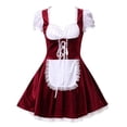thumbnail image 4 of LEKWK Dirndl Dresses Women Ruffled Puff Short Sleeve Lace Apron Cosplay Fancy Dress German Oktoberfest Costume for Halloween Theme Party, 4 of 5