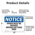 thumbnail image 2 of (2 Pack) Hands Must Be Washed Before Any Food Prep OSHA Notice Sign 10 Inch X 7 Inch Plastic Sign, Weather Resistant, UV Protected for Workplace, Business, and Construction Site, Made, 2 of 8
