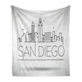 thumbnail image 1 of San Diego Soft Flannel Fleece Throw Blanket, San Diego City Silhouette with Typographic Design Abstract Skyline, Cozy Plush for Indoor and Outdoor Use, 50" x 60", Black and White, by Ambesonne, 1 of 6