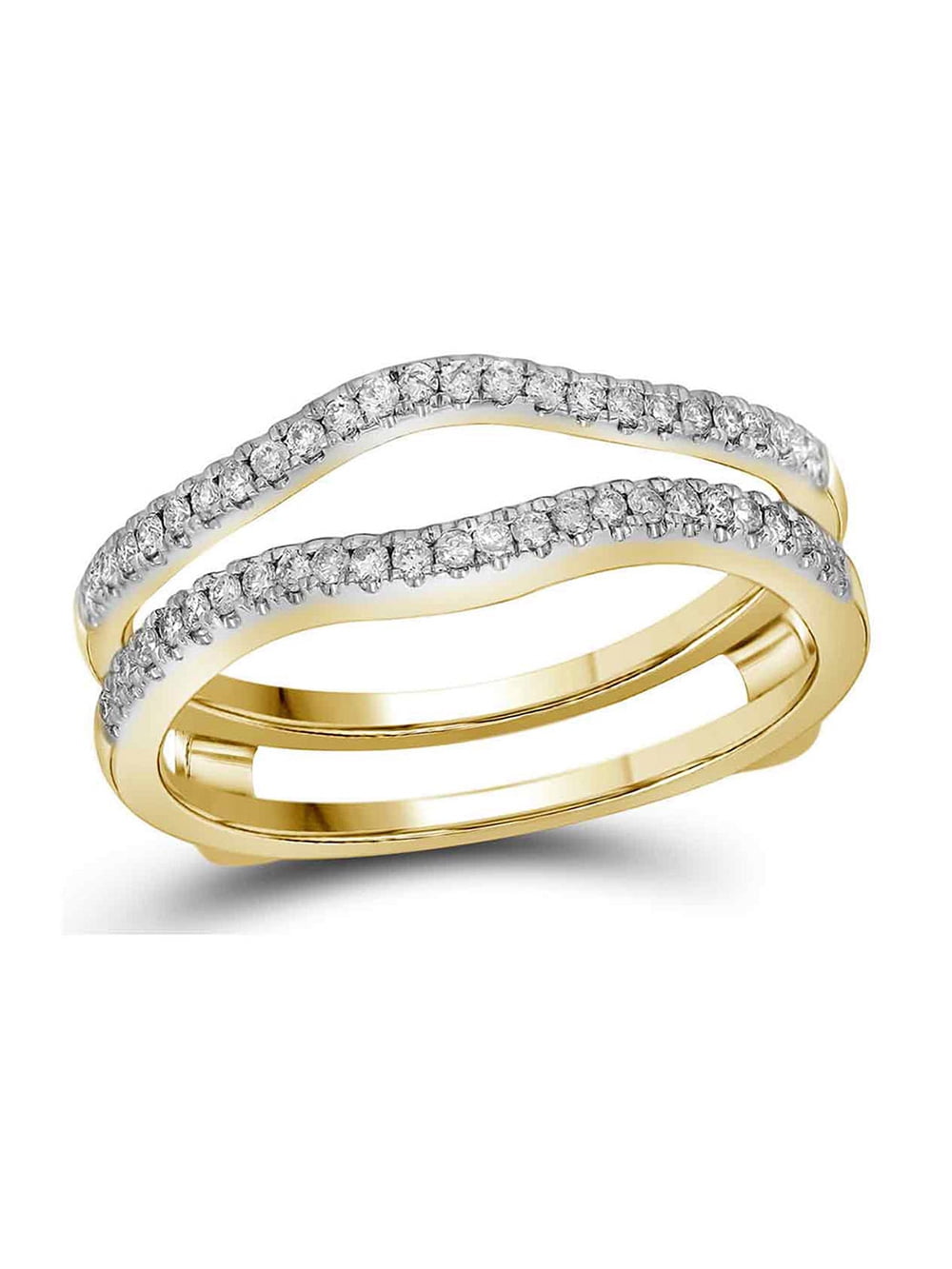 14k Yellow Gold Round Baguette Diamond Ring Guard Wrap Solitaire Enhancer  .52 CT by RG&D