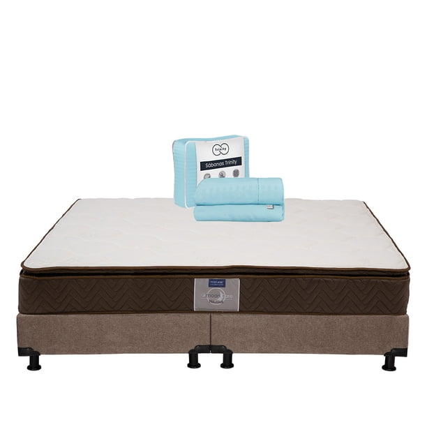 Colchón King Size Nautilus Restonic + Box + Juego de Sábanas Trinity