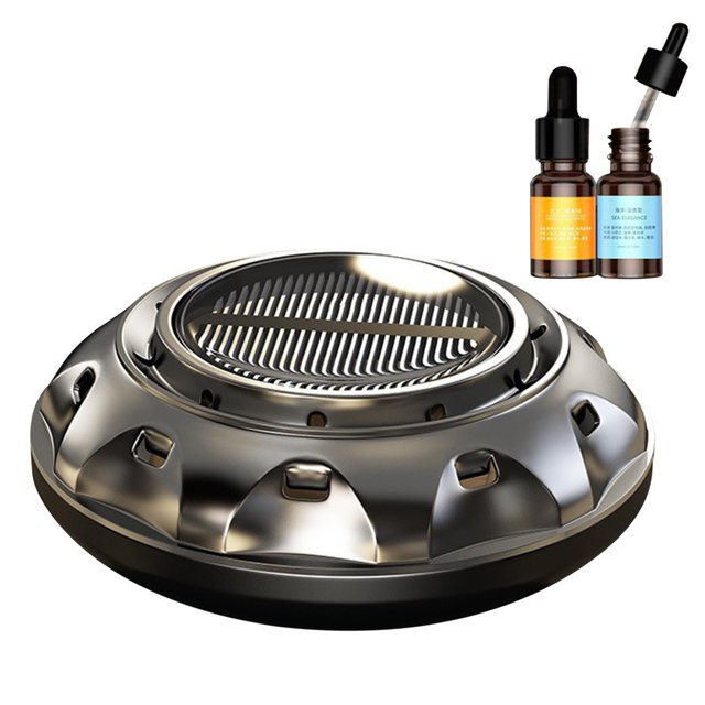 Puntoco Aromaterapia Solar Para Coche, Decoración Interior De Coche, Regalo Negro (1 Aromaterapia, 2 Aceites Esenciales De 10Ml),Decoración Hogareña